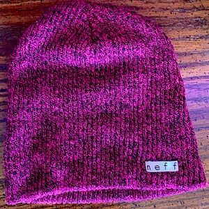 “Neff” Brand Stretchy Beanie in Magenta and Black!